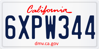 CA license plate 6XPW344