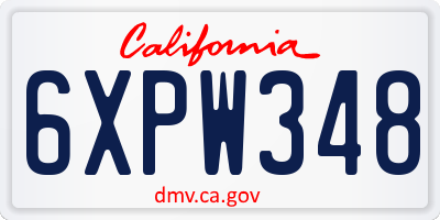 CA license plate 6XPW348