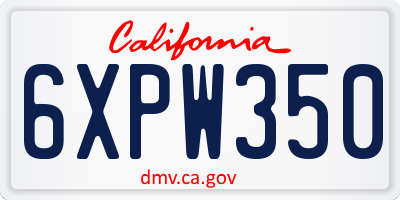 CA license plate 6XPW350