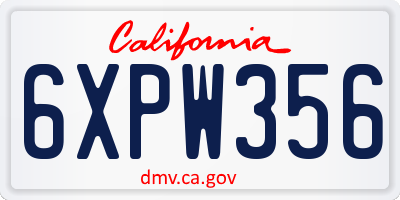 CA license plate 6XPW356
