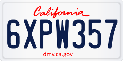CA license plate 6XPW357