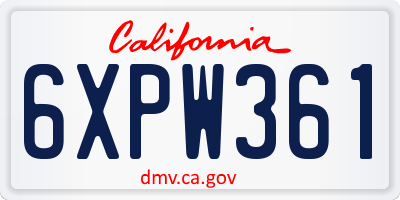 CA license plate 6XPW361