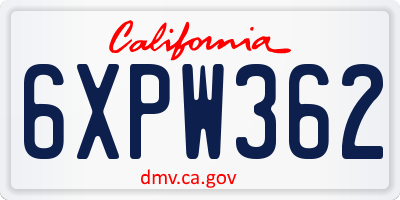 CA license plate 6XPW362