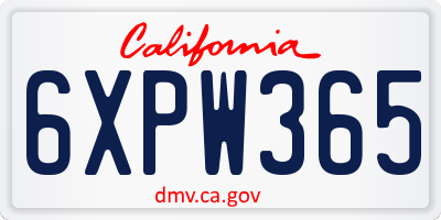 CA license plate 6XPW365