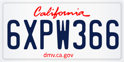 CA license plate 6XPW366