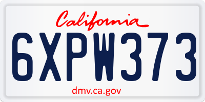 CA license plate 6XPW373