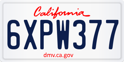 CA license plate 6XPW377