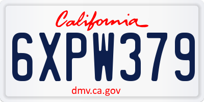 CA license plate 6XPW379