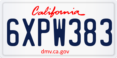 CA license plate 6XPW383