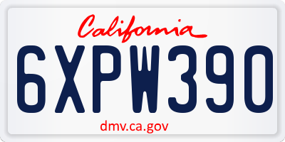 CA license plate 6XPW390
