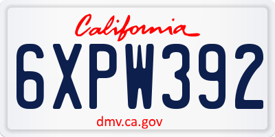 CA license plate 6XPW392