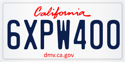 CA license plate 6XPW400