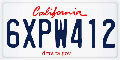 CA license plate 6XPW412