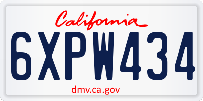 CA license plate 6XPW434