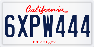 CA license plate 6XPW444