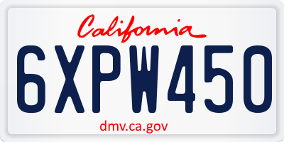 CA license plate 6XPW450