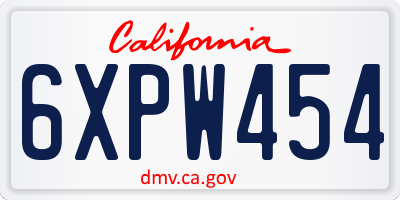 CA license plate 6XPW454
