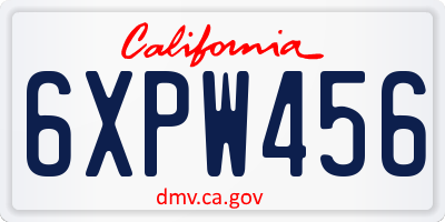CA license plate 6XPW456
