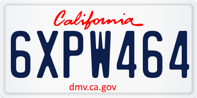 CA license plate 6XPW464
