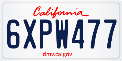 CA license plate 6XPW477
