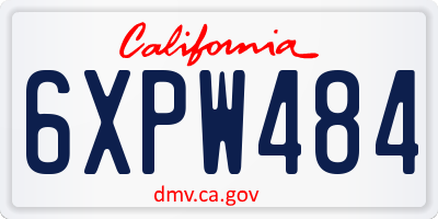CA license plate 6XPW484