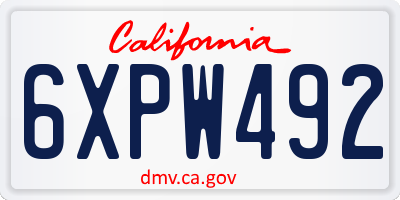 CA license plate 6XPW492