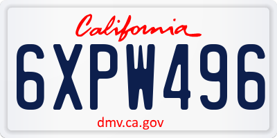 CA license plate 6XPW496