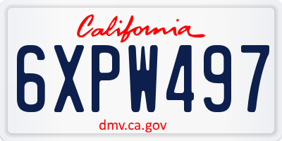 CA license plate 6XPW497