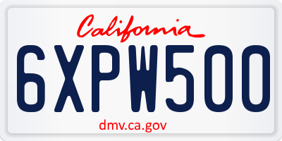 CA license plate 6XPW500