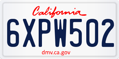 CA license plate 6XPW502