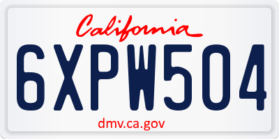CA license plate 6XPW504