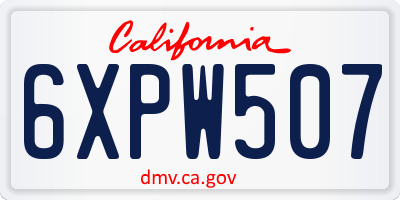 CA license plate 6XPW507