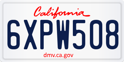 CA license plate 6XPW508