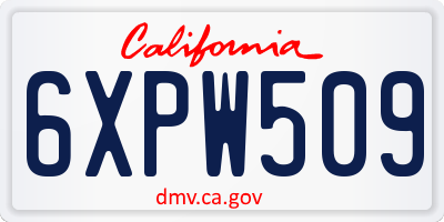 CA license plate 6XPW509