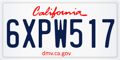 CA license plate 6XPW517