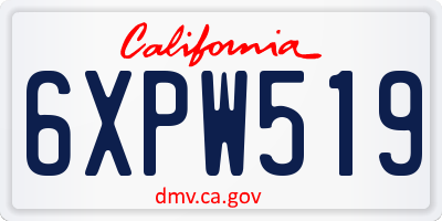 CA license plate 6XPW519