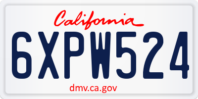 CA license plate 6XPW524