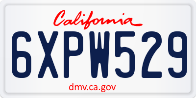 CA license plate 6XPW529
