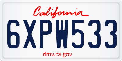 CA license plate 6XPW533
