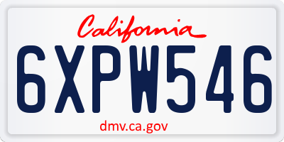 CA license plate 6XPW546