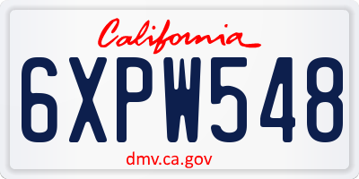 CA license plate 6XPW548