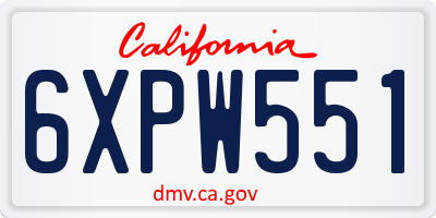 CA license plate 6XPW551