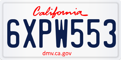 CA license plate 6XPW553