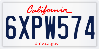 CA license plate 6XPW574