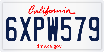 CA license plate 6XPW579
