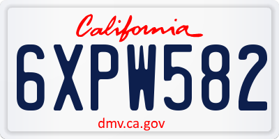 CA license plate 6XPW582