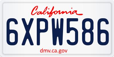 CA license plate 6XPW586