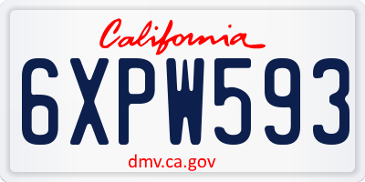 CA license plate 6XPW593
