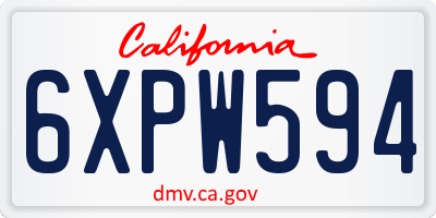 CA license plate 6XPW594