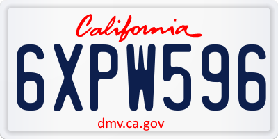 CA license plate 6XPW596